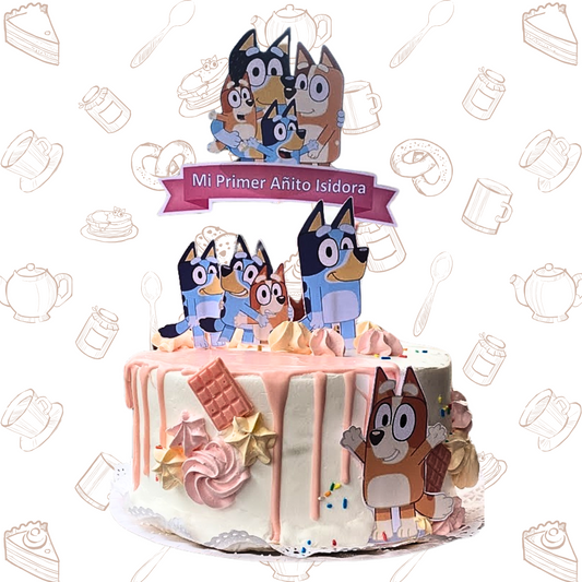 Decoración  de Bluey rosado